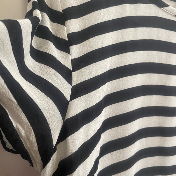 Banana Republic Black & White Stripe Sailor Short Sleeve Peplum Blouse Top Sz 10 - Picture 8 of 11
